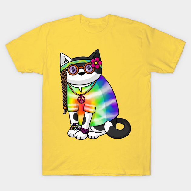 Hippy Cat Cat TShirt TeePublic